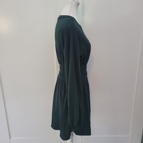 Lulus Size M Hunter Green Long Sleeve Mini Dress Babydoll Soft Romantic - Picture 3 of 10